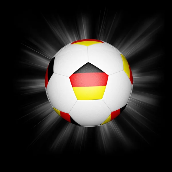 3d soccer ball with Germany flag, isolated black — Stock Photo, Image