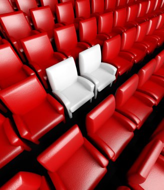 Empty cinema hall with auditorium and two reserved seat clipart