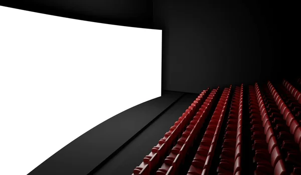 Schermo cinema vuoto con auditorium — Foto Stock