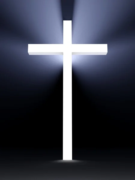 3d cross with lights religious symbolism — Stock Photo, Image