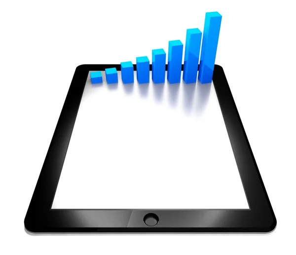 3d tablet pc, diagrama de negócios — Fotografia de Stock