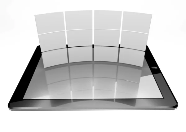 3d 平板电脑，多屏幕画廊 — 图库照片