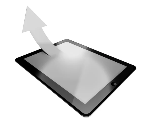 3d tablet pc, seta sucesso — Fotografia de Stock