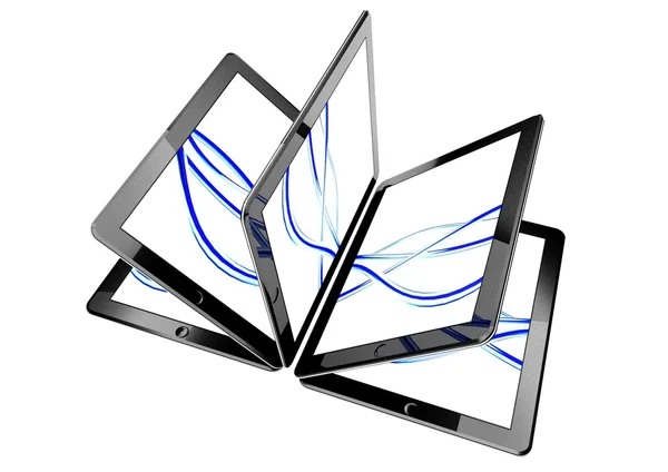 3D планшетный компьютер, концепция электронной книги — стоковое фото