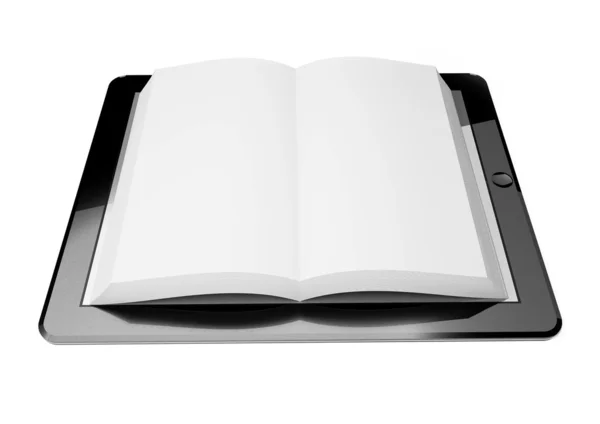 3D планшетный компьютер, концепция электронной книги — стоковое фото