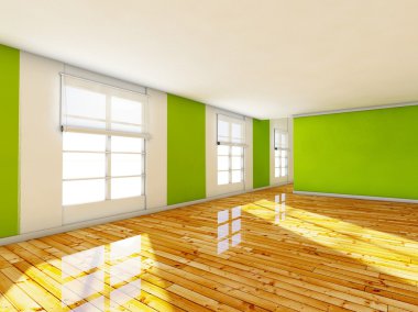 Empty room, 3d house interior clipart