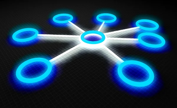 3d concepto de red con círculos brillantes —  Fotos de Stock