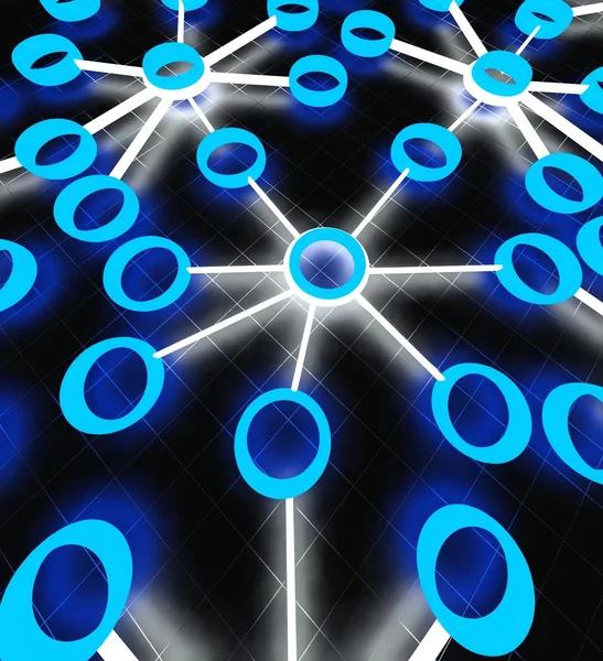 3d concept of network with glowing circles — Stock Photo, Image