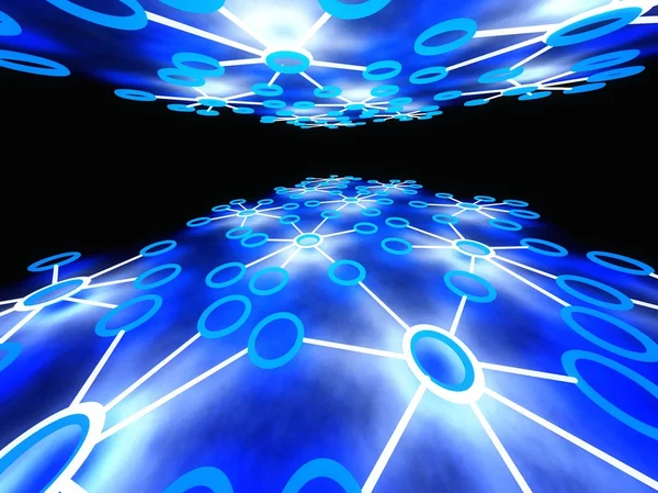 3d concept of network with glowing circles — Stock Photo, Image