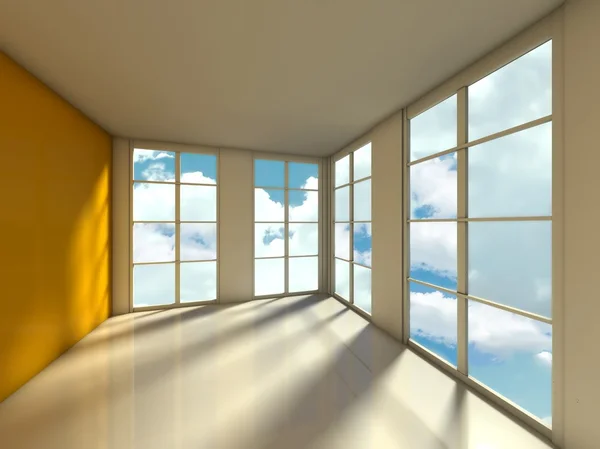 Üres szoba, 3D-s ház belső — Stock Fotó