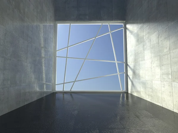 3D современный крытый, пустой коридор — стоковое фото