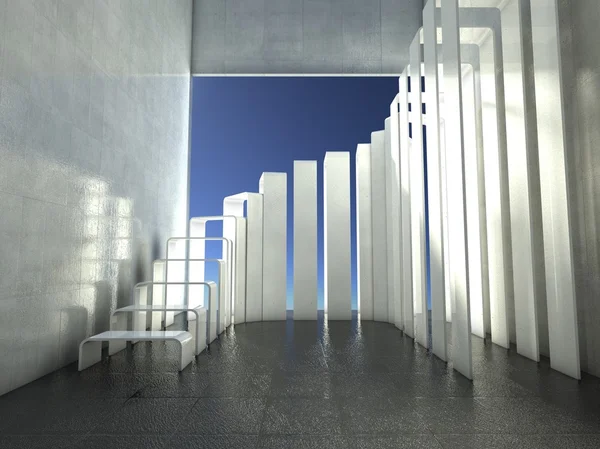 3D современный интерьер, лестница — стоковое фото