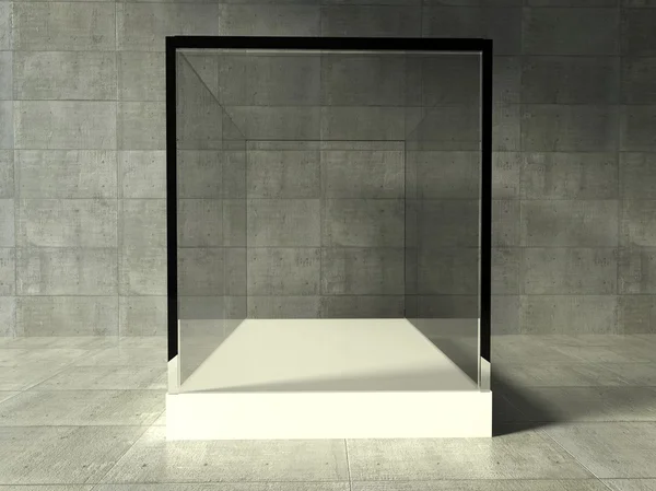Üres kirakat, 3D-s kiállítási térben — Stock Fotó