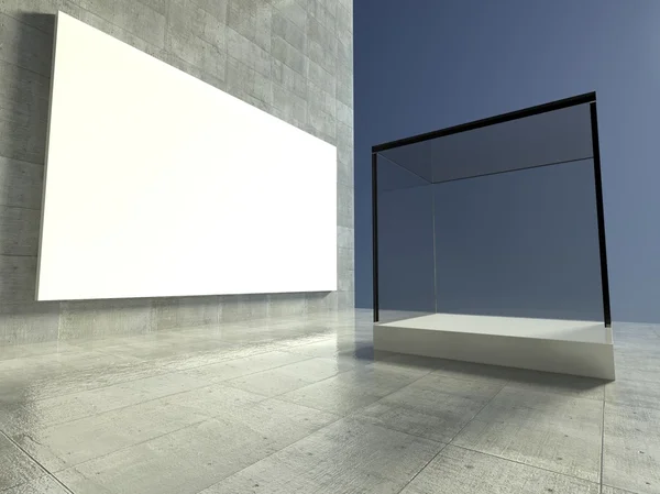 Empty showcase, 3d exhibition space — Stock Photo, Image