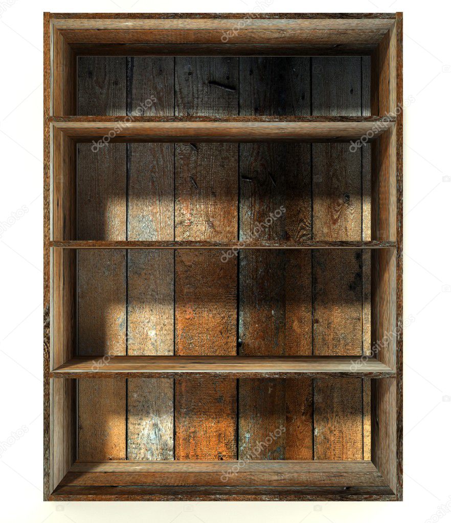 3d empty grunge wood shelf