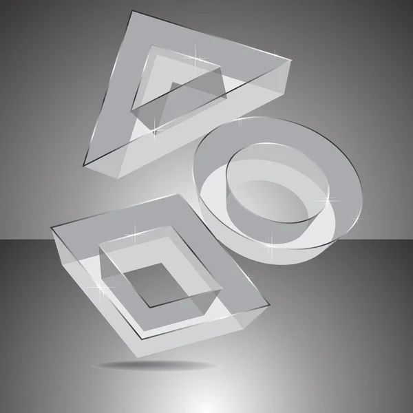 Figuras geométricas transparentes 3D. Vector . — Archivo Imágenes Vectoriales