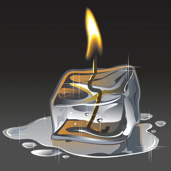 Hielo y fuego. Una vela de un témpano de hielo. Vector . — Vector de stock