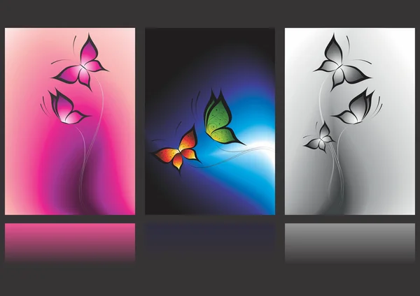 Bannières vectorielles avec papillons . — Image vectorielle