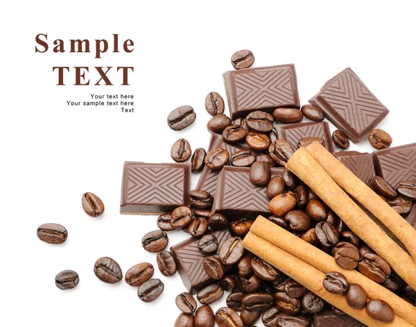 Kawa, cynamon i czekolada — Zdjęcie stockowe