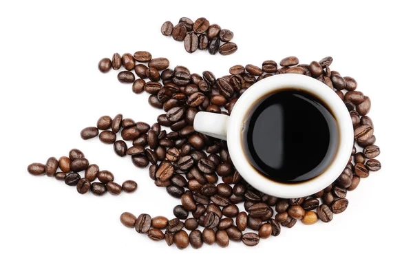 Kaffe mugg kaffebönor — Stockfoto