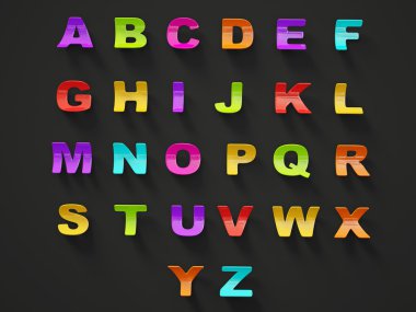 3d alphabet clipart