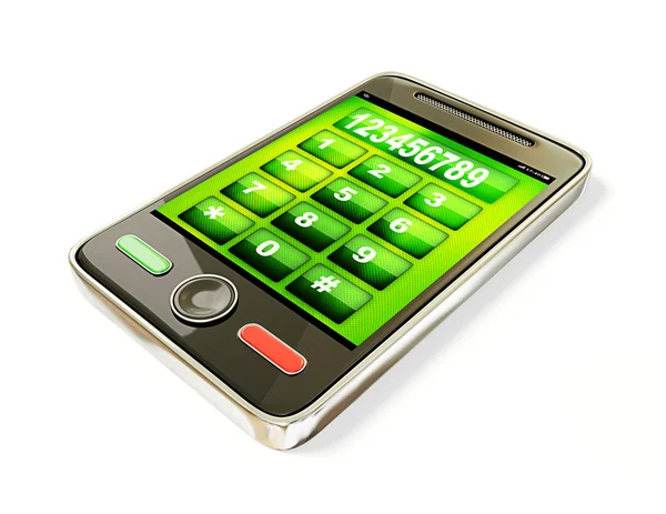 Touchscreen-Handy isoliert auf weißem Hintergrund. — Stockfoto