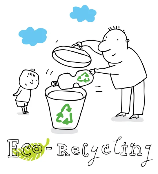Eco recycling, vector tekening — Stockvector