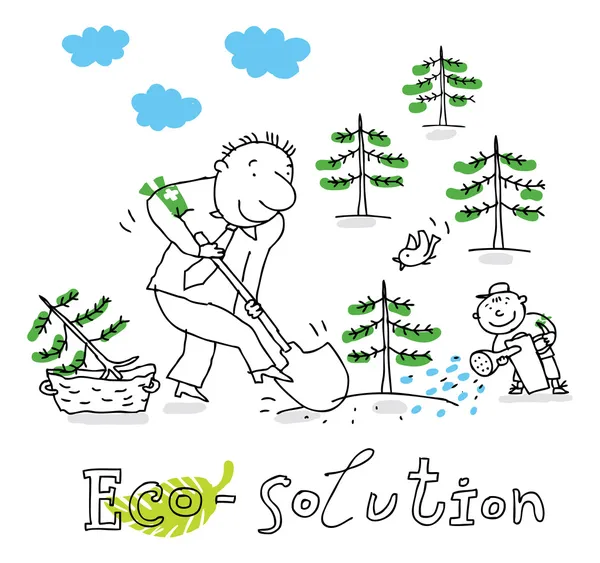 Solution écologique, dessin vectoriel — Image vectorielle