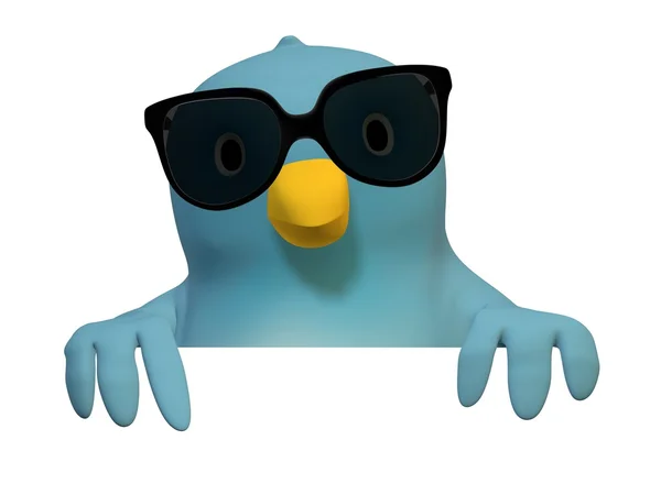 Bluebert with sunglasses with an area to fill in your text — Stock Photo, Image