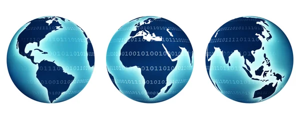 World with binary code in three variations — Stock Photo, Image