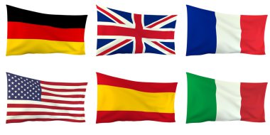 6 Milletler - Almanya, İngiltere, Fransa, ABD, İtalya ve İspanya bayrakları