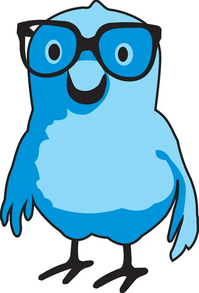 Bluebert avec des lunettes - "Nerdbird " — Image vectorielle
