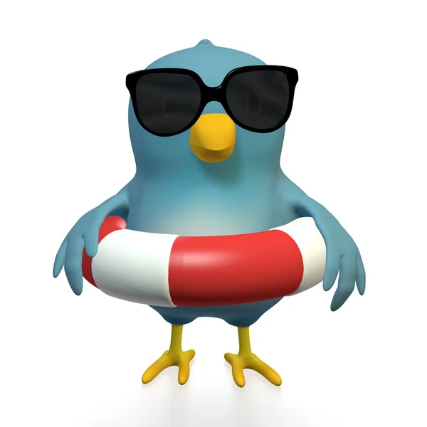 Bluebert with life belt and Sunglasses — Stock Photo, Image