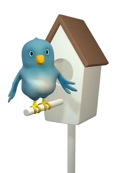 Bluebert με σπίτι πουλιών — Φωτογραφία Αρχείου