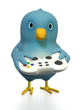 Bluebert with gamepad clipart