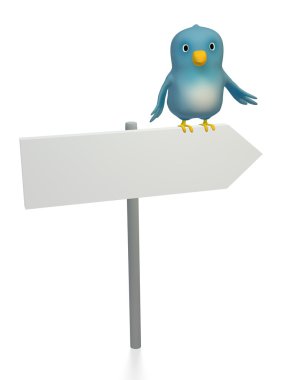 Bluebert sitting on a direction sign clipart