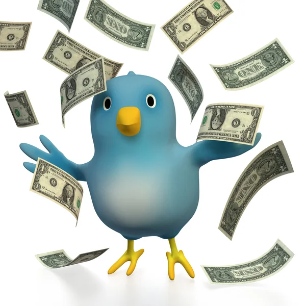 Stock image Bluebert with dollar bills flying around