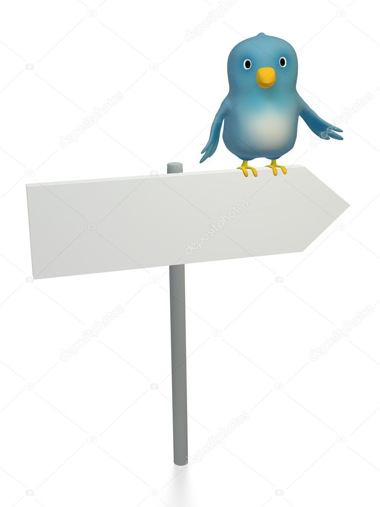 Bluebert sitting on a direction sign