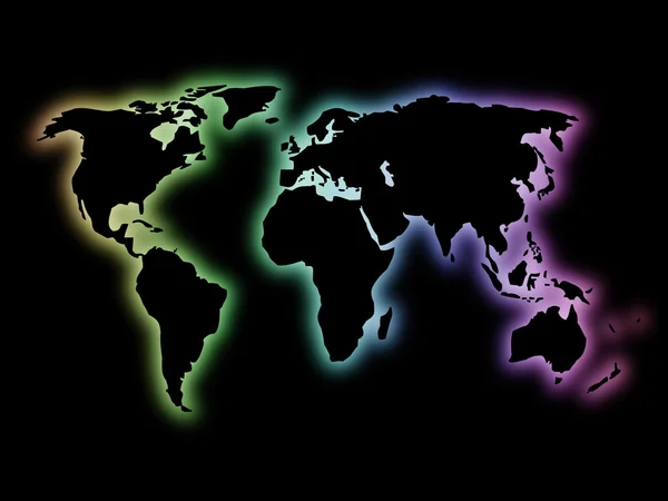 World map with colored glow — Stock Photo, Image
