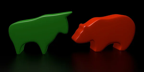 Touro e Urso (verde e vermelho ) — Fotografia de Stock