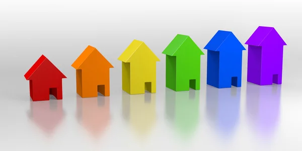 Kleurrijke huizen met vergroten — Stockfoto