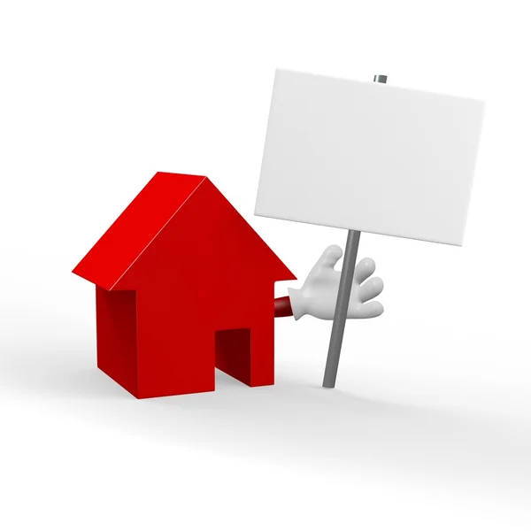 Red house with a plain sign — Stock Photo, Image