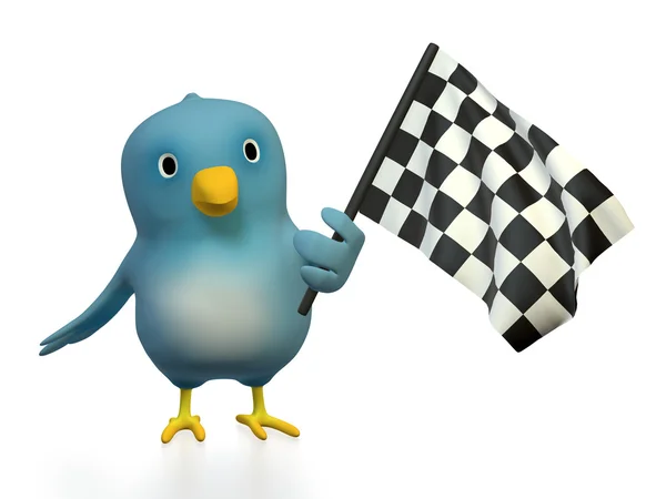 Bluebert s šachovnicovou vlajkou — Stock fotografie