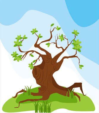 Tree in the meadow clipart