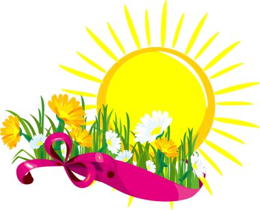 Sun daisies banner clipart