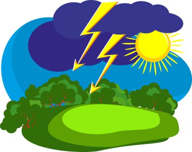 Summer rain storm in the countryside clipart