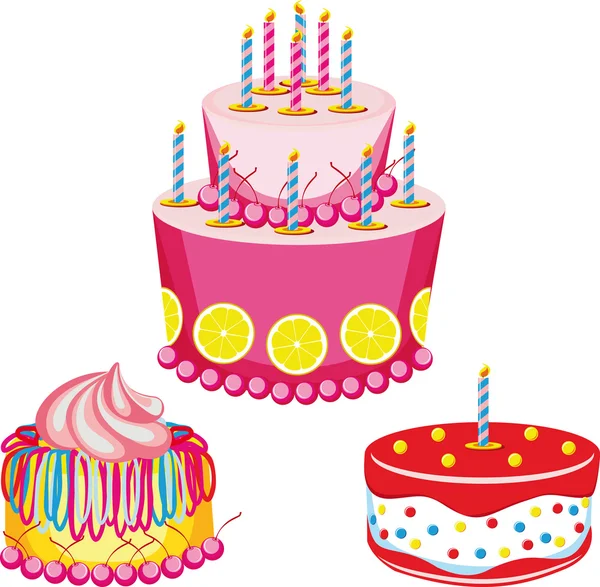 Pastel de cumpleaños con felicitaciones — Archivo Imágenes Vectoriales