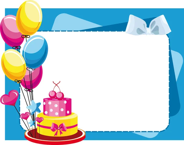 Glückwunschkuchen mit Luftballons zum Geburtstag und zu den Feiertagen — Stockvektor