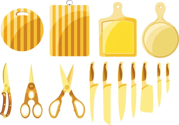 Комплект ножей и кухня — стоковый вектор
