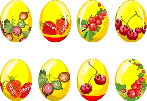 Colección de huevos de Pascua de belleza — Vector de stock